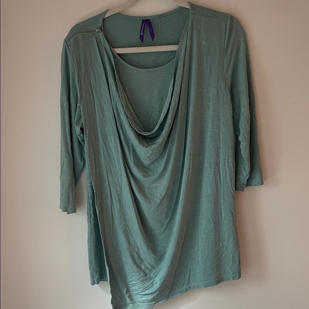 Seraphine Sea Green Drape Neck Blouse